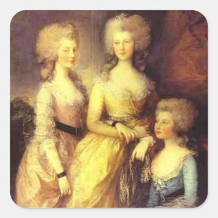 Thomas Gainsborough-Drei Töchter von George III Quadratischer Aufkleber