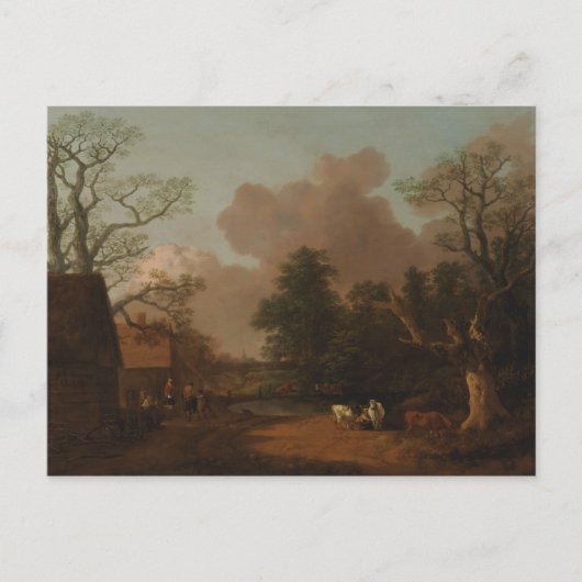Thomas Gainsborough - Landschaft mit Milchmädchen Postkarte (Vorderseite)