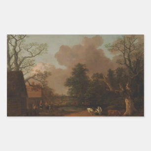 Thomas Gainsborough - Landschaft mit Milchmädchen Rechteckiger Aufkleber
