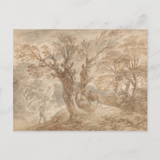 Thomas Gainsborough - Waldlandschaft mit Bauern Postkarte (Vorderseite)