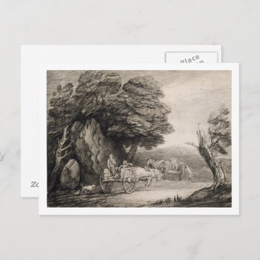 Thomas Gainsborough | Waldlandschaft mit Karren Postkarte (Vorne/Hinten)