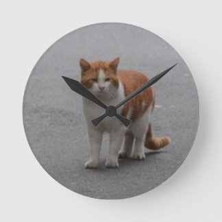 Thomas Ginger und White Cat Runde Wanduhr
