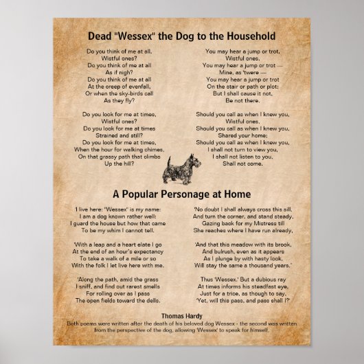 Thomas Hardy Geems von seinem geliebten Hund Poster (Vorne)