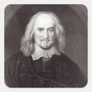 Thomas Hobbes von der 'Galerie der Portraits' Quadratischer Aufkleber