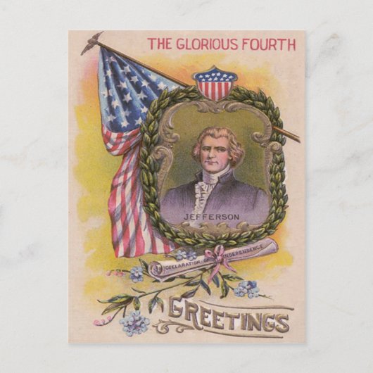 Thomas Jefferson American Flag Vergiss-Me-Not Postkarte (Vorderseite)