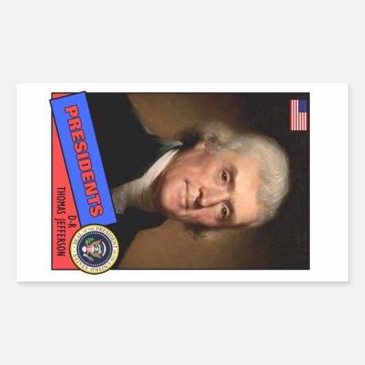 Thomas Jefferson Baseball Card Rechteckiger Aufkleber (Vorderseite)
