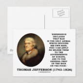 Thomas Jefferson Experience Man liebt die eigene A Postkarte (Vorne/Hinten)