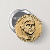 Thomas Jefferson Presidential $1 Coin Button (Vorne & Hinten)