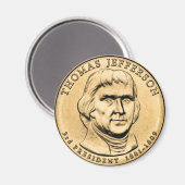 Thomas Jefferson Presidential $1 Coin Magnet (Vorderseite/Rückseite)