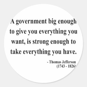 Thomas Jefferson Quote 1a Runder Aufkleber