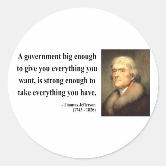 Thomas Jefferson Quote 1c Runder Aufkleber (Vorderseite)