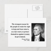 Thomas Jefferson Quote 6b Postkarte (Vorne/Hinten)