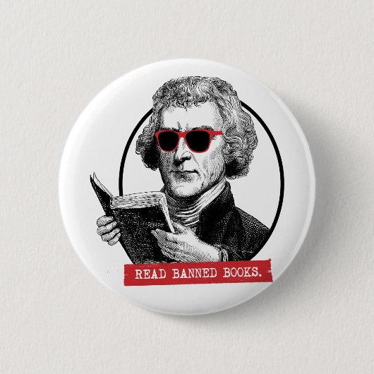 Thomas Jefferson Reads Banned Books Button (Vorderseite)
