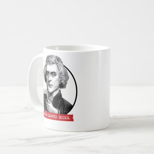 Thomas Jefferson Reads Banned Books Kaffeetasse (Vorderseite Links)
