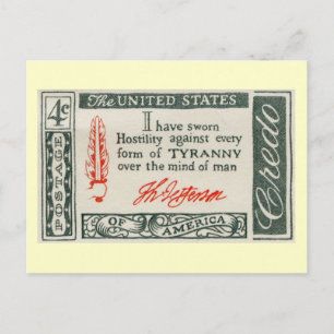 Thomas Jefferson Tyrannei Vintage Postkarte