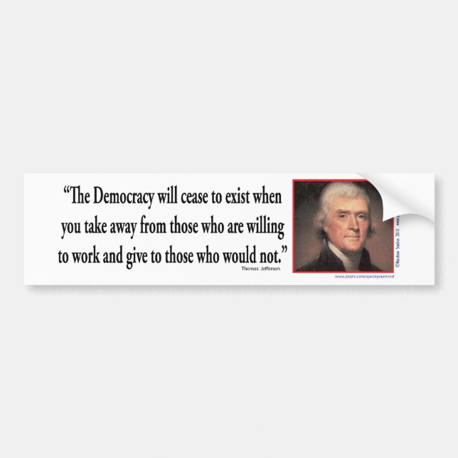 Thomas Jefferson - Zitat-Demokratie Autoaufkleber (Vorne)