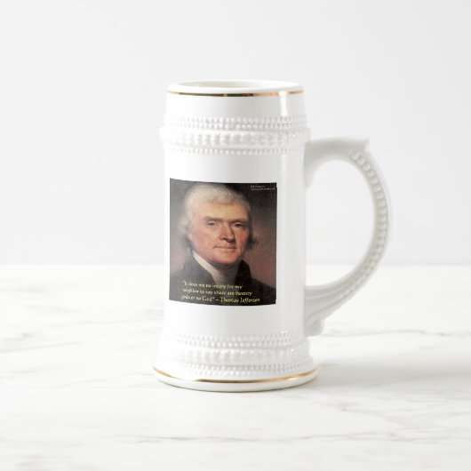 Thomas Jefferson - Zitat "Nachbarschaft Religion"  Bierglas (Rechts)