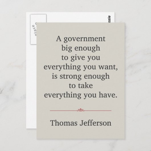 Thomas Jefferson Zitat Postkarte (Vorne/Hinten)