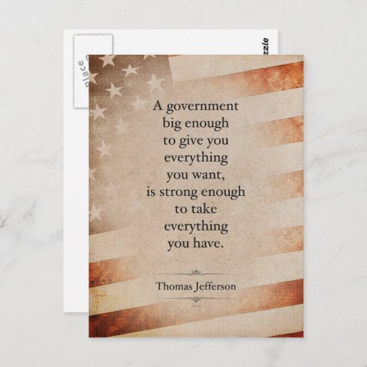 Thomas Jefferson Zitat Postkarte (Vorne/Hinten)