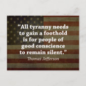 Thomas Jefferson Zitat Postkarte (Vorderseite)