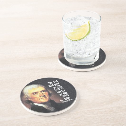 Thomas Jefferson Zitat über Gott und Freiheit Sandstein Untersetzer (Seite)