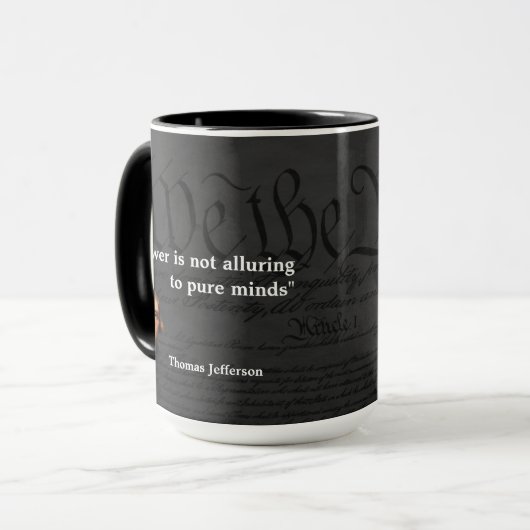 Thomas Jefferson Zitat über reine Minds Tasse (Vorderseite Links)