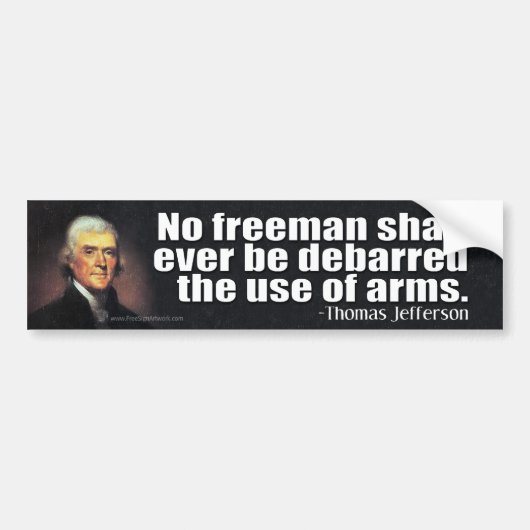 Thomas Jefferson Zitat zum 2. Autoaufkleber (Vorne)
