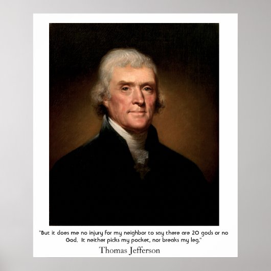 Thomas Jefferson zu Staat und Religion Poster (Vorne)