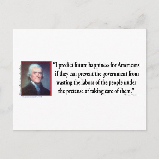 Thomas Jefferson zum amerikanischen Glück Postkarte (Vorderseite)