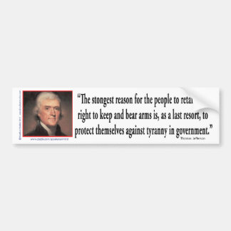 Thomas Jefferson zur Kontrolle von Gun Autoaufkleber