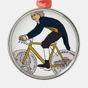 Thomas- Jeffersonreitfahrrad mit Nickel-Rädern Silbernes Ornament