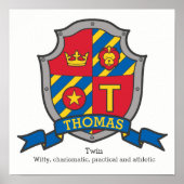 Thomas Jungs Name bedeutet heraldry Schild Poster (Vorne)