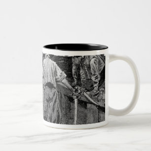 Thomas-Mond fing an, über ihn mit seinem zu legen Zweifarbige Tasse
