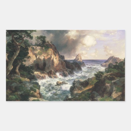 Thomas Moran - Point Lobos, Monterey, Kalifornien Rechteckiger Aufkleber (Vorderseite)