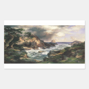 Thomas Moran - Punkt Lobos, Monterey, Kalifornien Rechteckiger Aufkleber