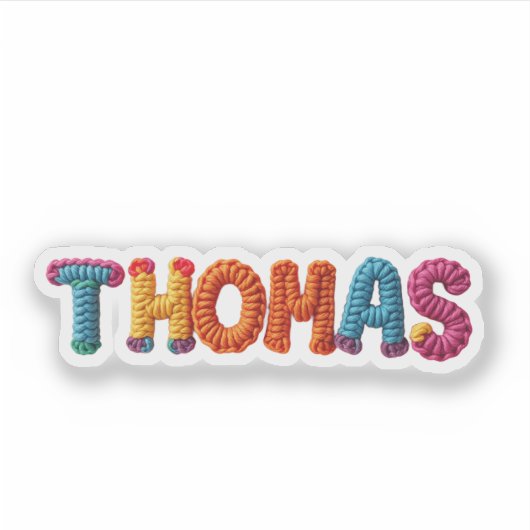 THOMAS Name in lebendigem Häkelmuster Aufkleber (Vorderseite)