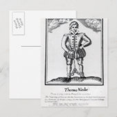 Thomas Nashe , aus einer Broschüre, Pub. 1597 Postkarte (Vorne/Hinten)
