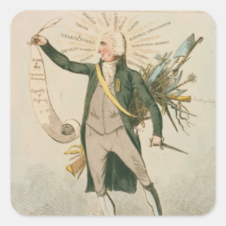 Thomas Paine Politischer Cartoon Quadratischer Aufkleber