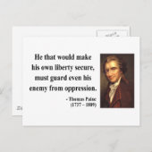Thomas Paine Quote 3b Postkarte (Vorne/Hinten)