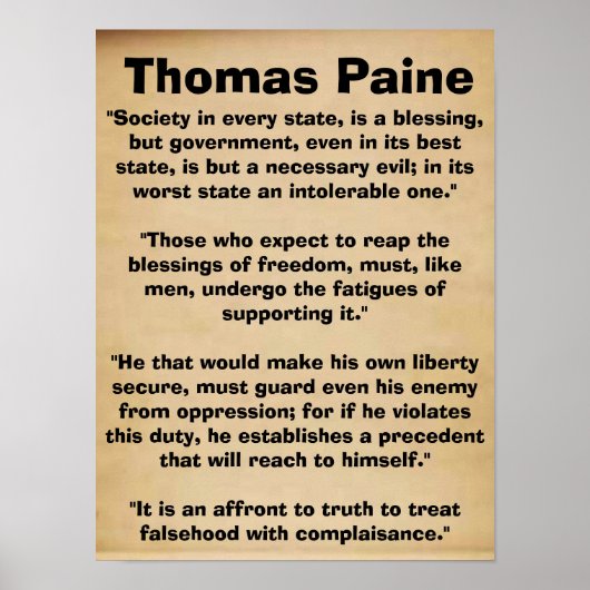Thomas Paine Quotes Poster (Vorne)
