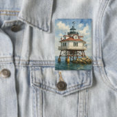 Thomas Point Shoal Leuchtturm Aquarell Button (Insitu)