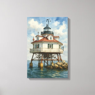 Thomas Point Shoal Leuchtturm Aquarell Leinwanddruck