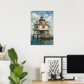 Thomas Point Shoal Leuchtturm Aquarell Poster (Heimbüro)