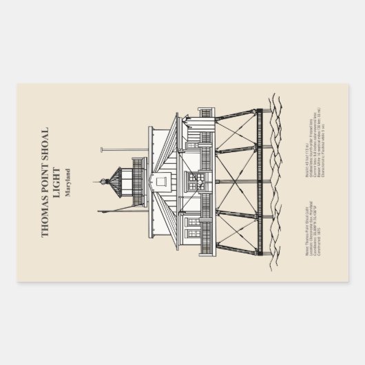 Thomas Point Shoal Lighthouse - Maryland - SBD Rechteckiger Aufkleber (Vorderseite)