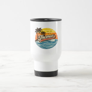 Thomas Retro-Sonnenuntergangs-Name-Design Reisebecher
