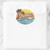 Thomas Retro-Sonnenuntergangs-Name-Design Runder Aufkleber (Tasche)