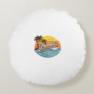 Thomas Retro-Sonnenuntergangs-Name-Design Rundes Kissen