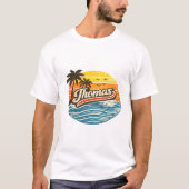 Thomas Retro-Sonnenuntergangs-Name-Design T-Shirt (Vorderseite)