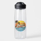 Thomas Retro Sunset Name Design Trinkflasche (Vorne)