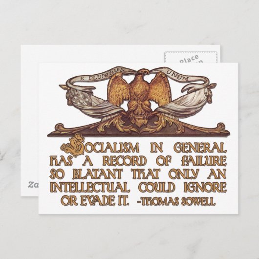Thomas Sowell Zitat zum Sozialismus Postkarte (Vorne/Hinten)